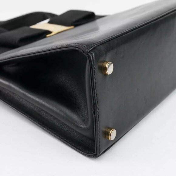 Authentic Salvatore Ferragamo Black Ribbon Leather Bag - Picture 5 of 15